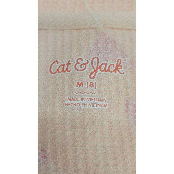 Girls' Cozy Waffle Top Cat & Jack Soft Peach Medium - Picture 5 of 8